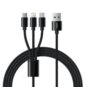 VEGER - Veger - Cable USB 3 en 1 - USB-A a USB-C, Lightning y Micro-USB - Cubierta de metal, Nylon (VG-V303)