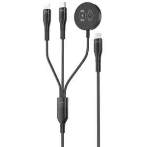 VEGER - Veger - Cable USB 2.0 3 en 1 - USB-C a USB-C, Lightning y Smartwatch - Cubierta de metal, (VG-V730)