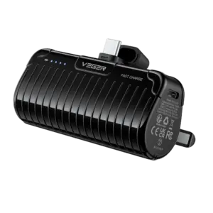 VEGER - VEGER Mini Power bank con LEDs carga - Capacidad 5000mAh - Entradas USB-C, Conector USB-C - (VG-W0558)