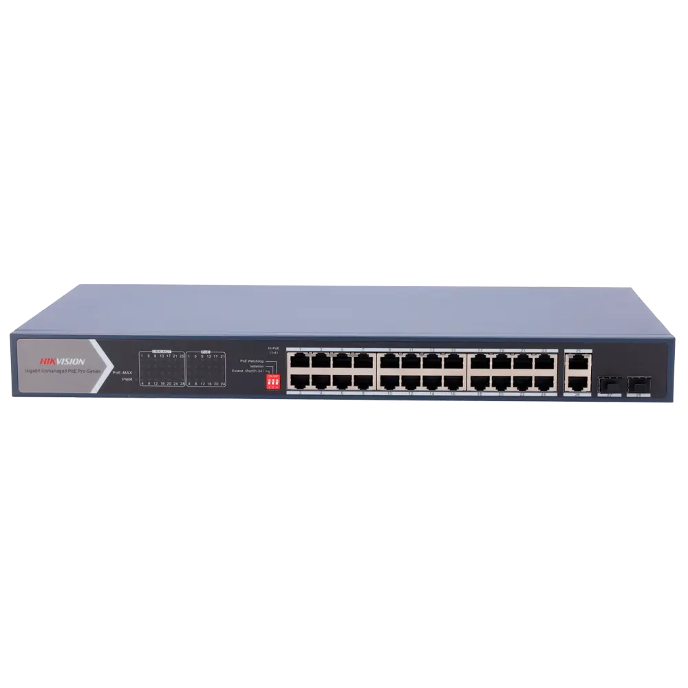 HIKVISION - Switch PoE Hikvision - 24 RJ45 Gigabit + 4 uplink Gigabit RJ45/SFP - 20 PoE+ 802.3af/at + 4... (DS-3E0528HP-E) - Imagen 2