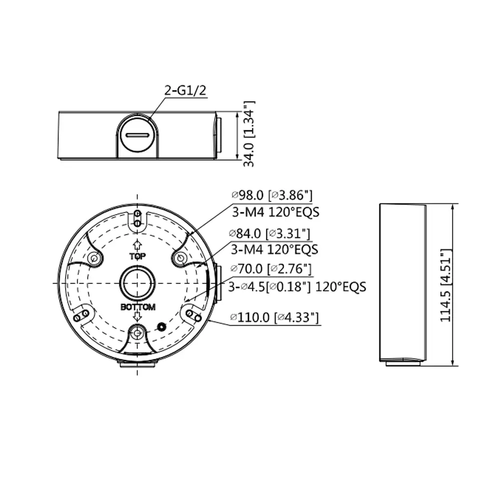 DAHUA - Caja de conexiones - Para cámaras domo - Apto para uso exterior - Instalación en techo o... (PFA136-B) - Imagen 2