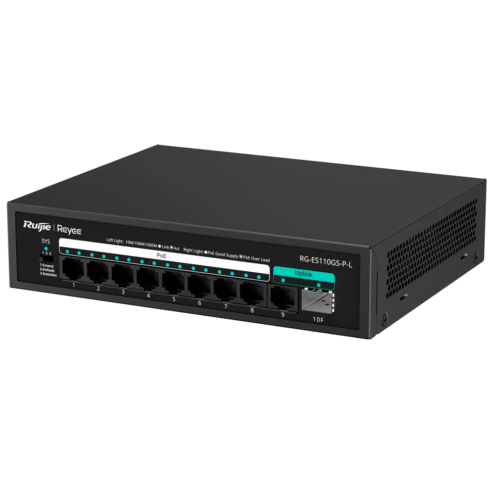 REYEE - Reyee Switch PoE Sobremesa - 8 Puertos RJ45 + 1 Uplink RJ45 + 1 Uplink SFP - 8 Puertos... (RG-ES110GS-P-L) - Imagen 2