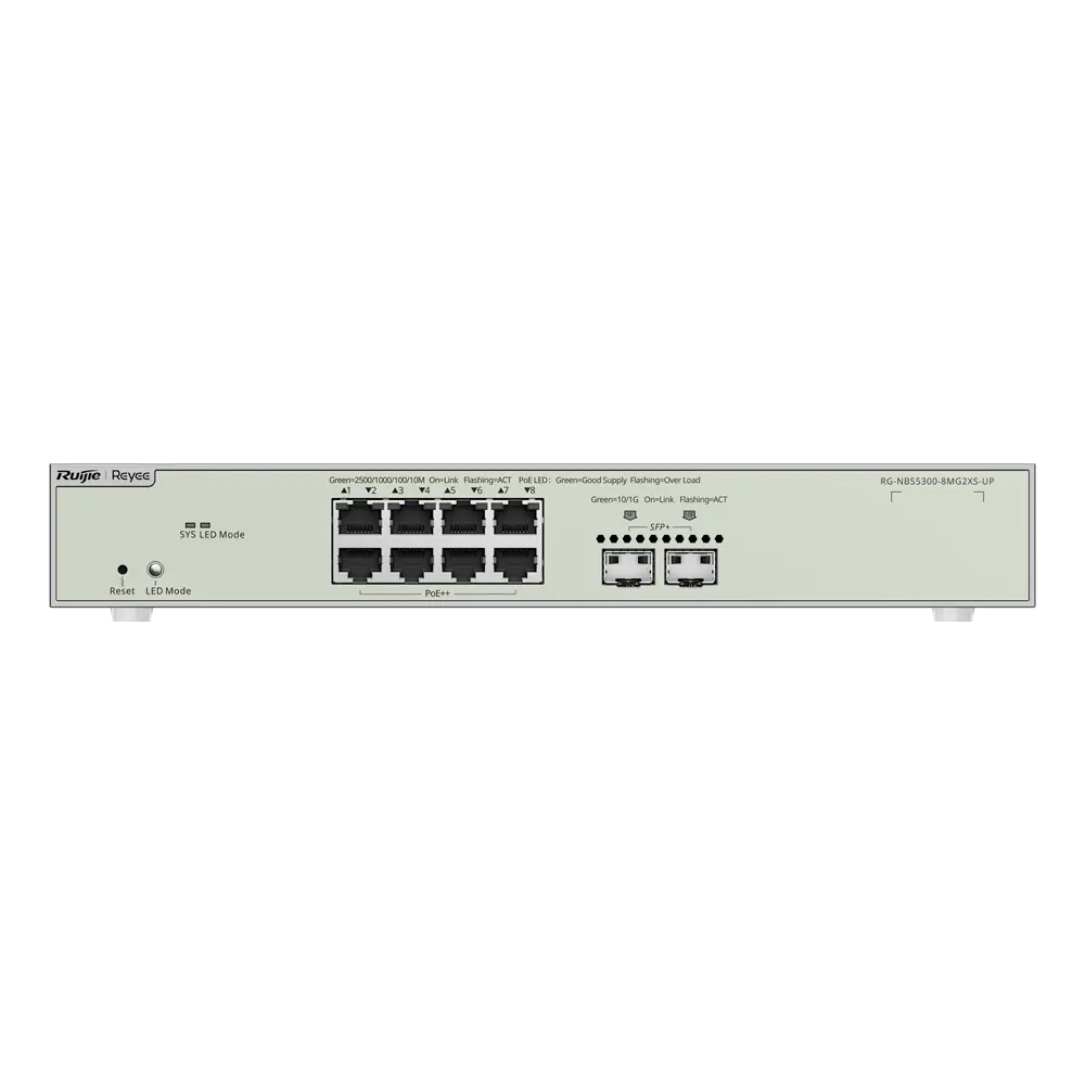 REYEE - Ruijie Reyee Cloud Managed L3 Switch Ultra PoE - 10 Puertos Totales (8 PoE++ / 2 Uplinks... (RG-NBS5300-8MG2XS-UP) - Imagen 2