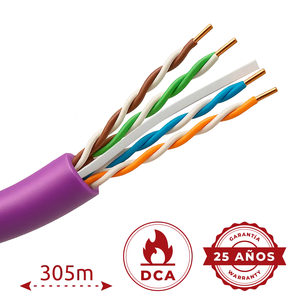 SAFIRE - Cable UTP rígido libre de halógenos - Categoría 6 - Cumple con 90m Fluke test - Conductor... (UTP6-305-BC-LSZH-Dca-PU) - Imagen 2