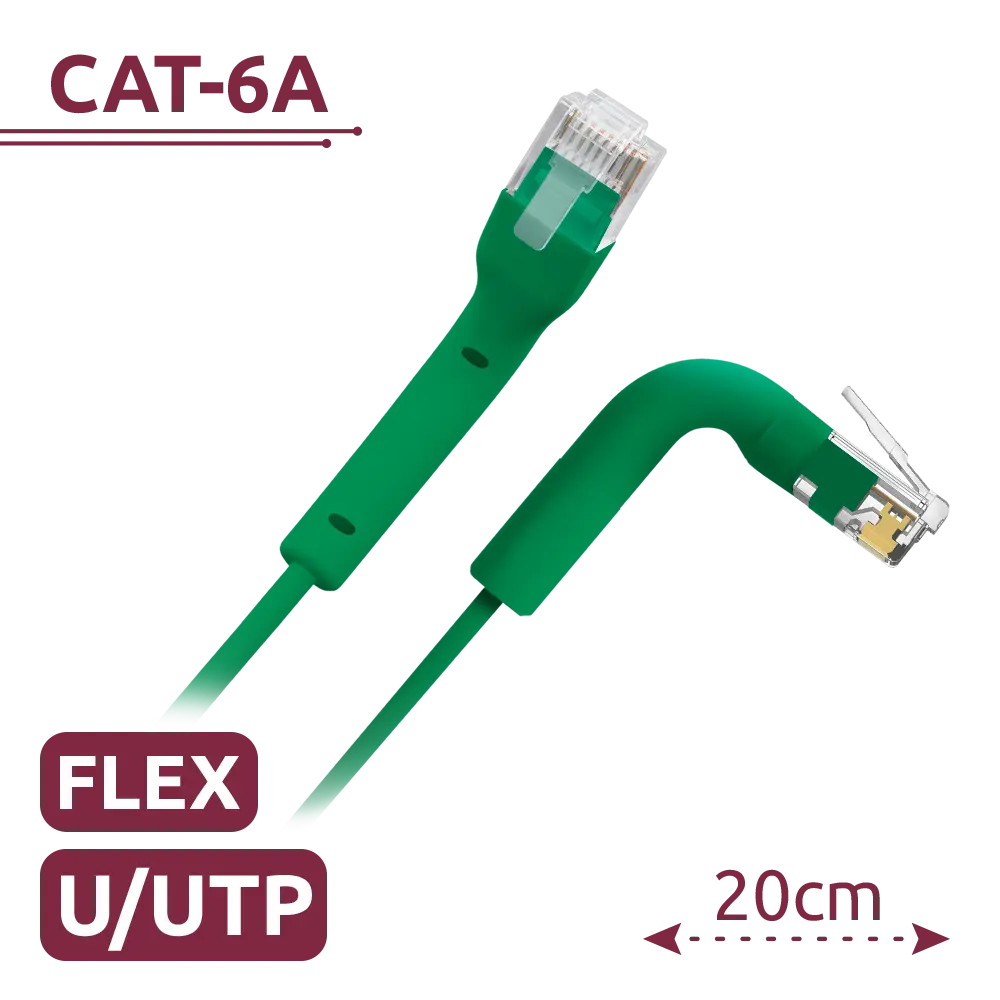 SAFIRE - Cable UTP flexible - Ethernet - Conectores RJ45 - Categoría 6A - 0,2 m - Color verde (UTP6A-FLEX-02G) - Imagen 2