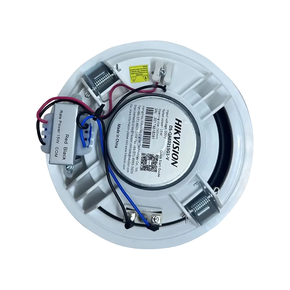 HIKVISION - Altavoz Analógico - Techo - Potencia (8 Ω): 10, 15 W - Sensibilidad 93 dB (DS-QAE0215G1-V) - Imagen 3