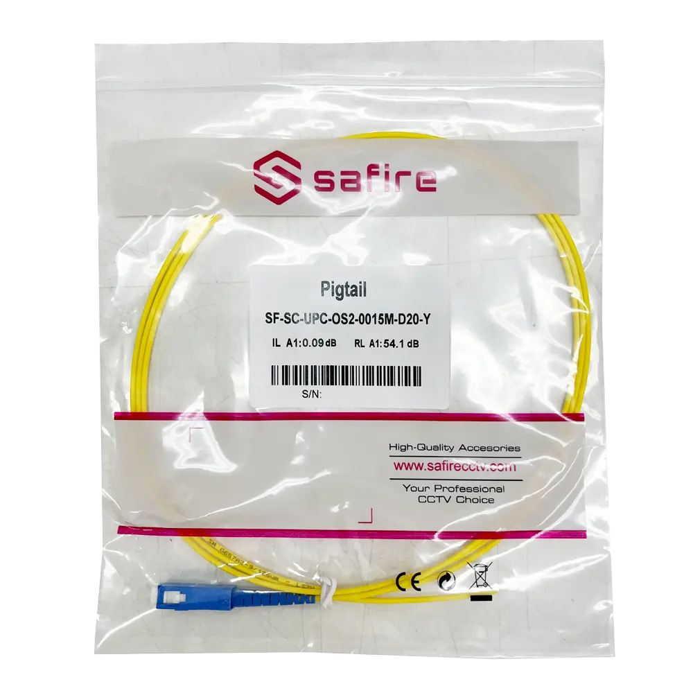 SAFIRE - Pigtail de fibra óptica simplex - Fibra monomodo G657A2 de alto rendimiento - Conector SC... (SF-SC-UPC-OS2-0015M-D20-Y) - Imagen 3