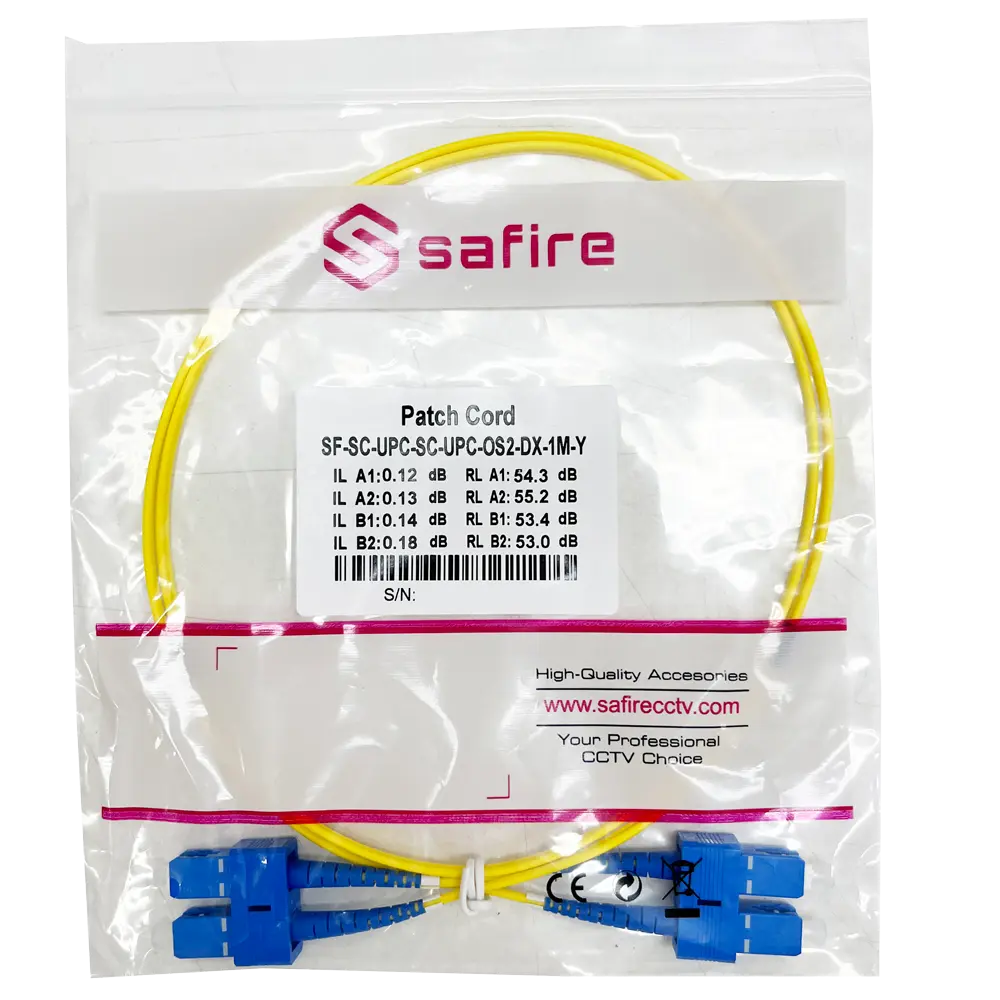 SAFIRE - Cable de conexión de fibra óptica - Fibra monomodo OS2 - Conector SC UPC dúplex - Longitud... (SF-SC-UPC-SC-UPC-OS2-DX-1M-Y) - Imagen 3