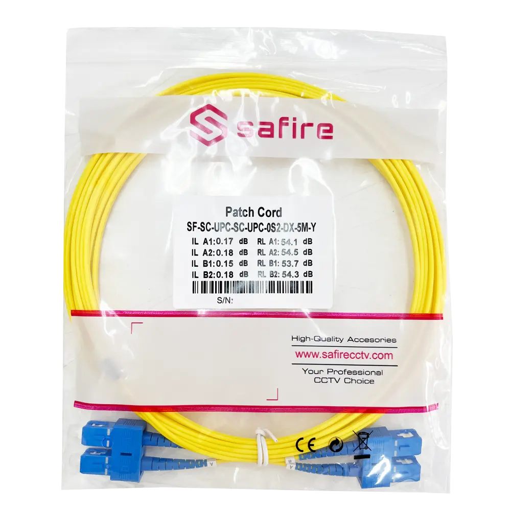 SAFIRE - Cable de conexión de fibra óptica - Fibra monomodo OS2 - Conector SC UPC dúplex - Longitud... (SF-SC-UPC-SC-UPC-OS2-DX-5M-Y) - Imagen 3