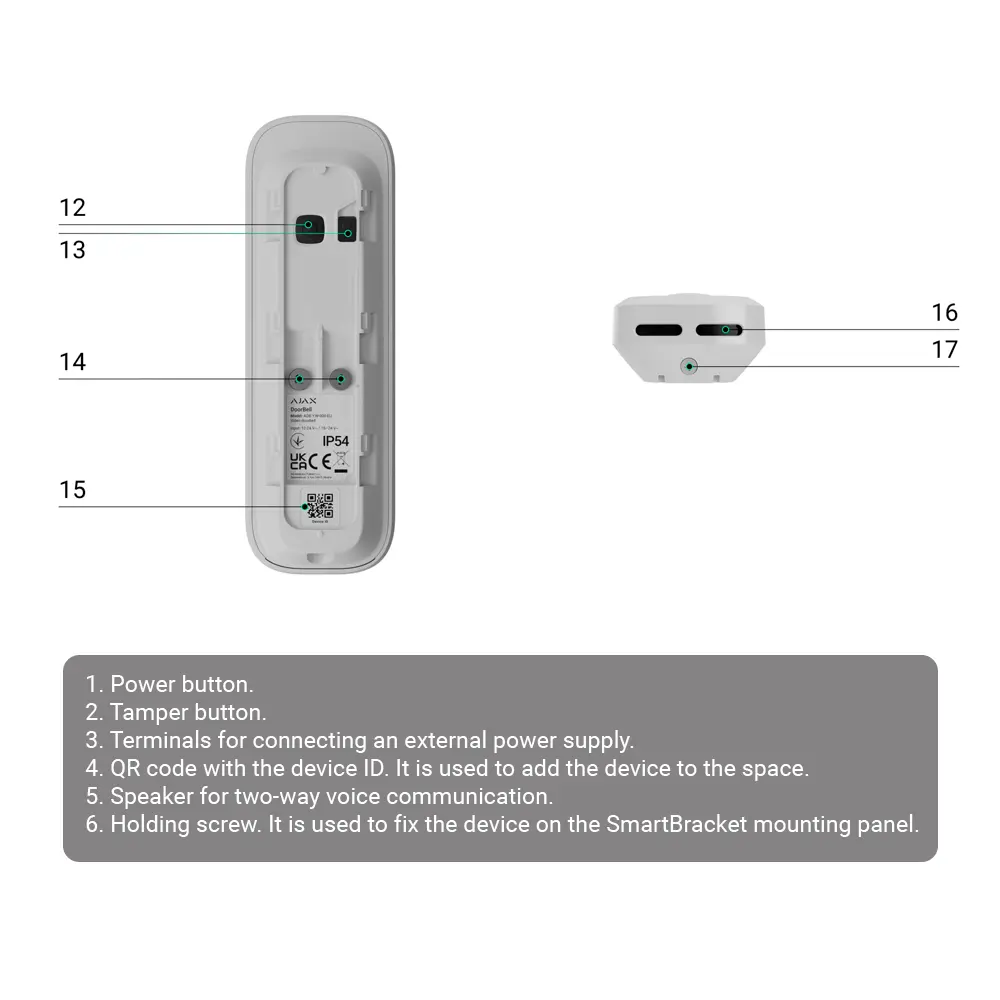 AJAX - Doorbell 4 MP con IA integrada - Detector PIR alcance hasta 4 m - Audio bidireccional con... (AJ-DOORBELL-4-W) - Imagen 4