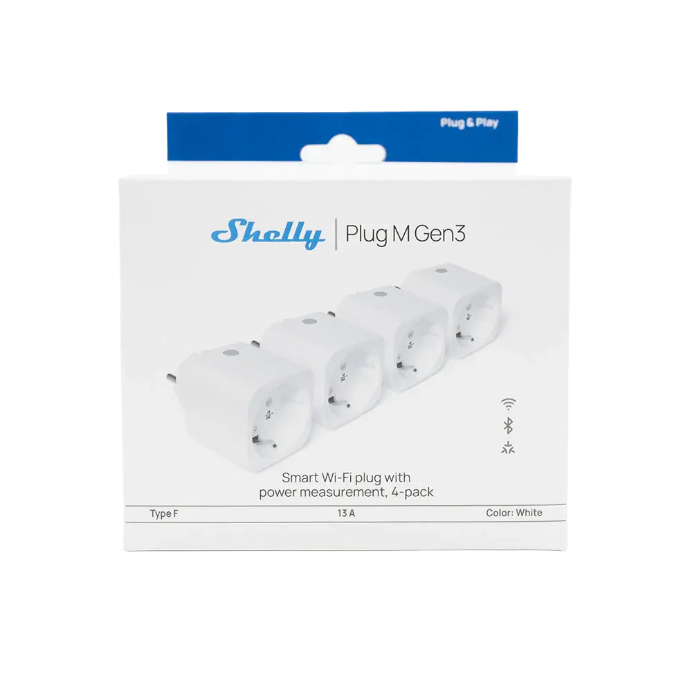 SHELLY - Shelly Plug M Gen3 (Blanco) 4 Pcs - Monitoreo preciso del consumo eléctrico - Protección... (SH-PLUG-M-GEN3-W-X4) - Imagen 5