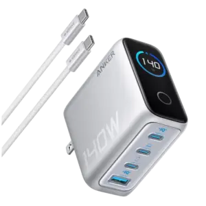 ANKER - Anker - Cargador USB plegable - Potencia 140W | Display inteligente - Carga rápida |... (ANK-2697-140W1A3C-S)