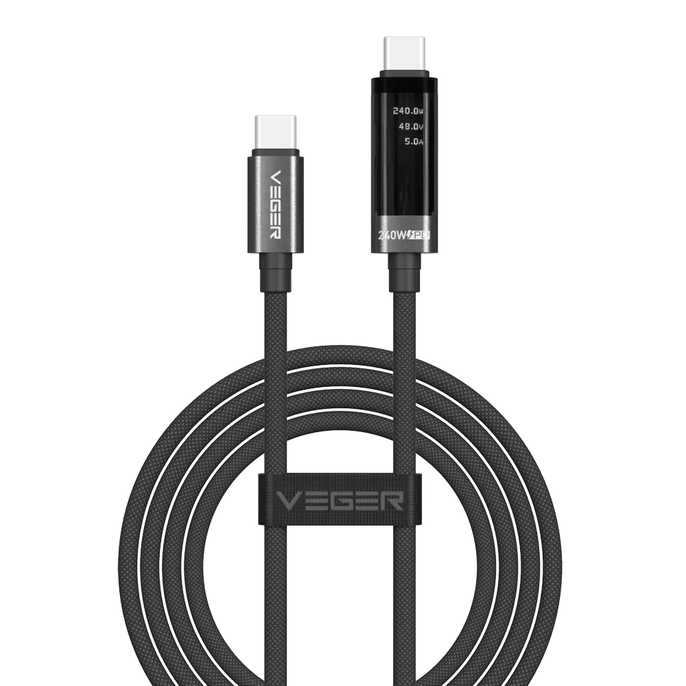 VEGER - Veger - Cable USB 2.0 para cualquier dispositivo - USB-C a USB-C - Conector con display... (VG-DC120-CC1.5)