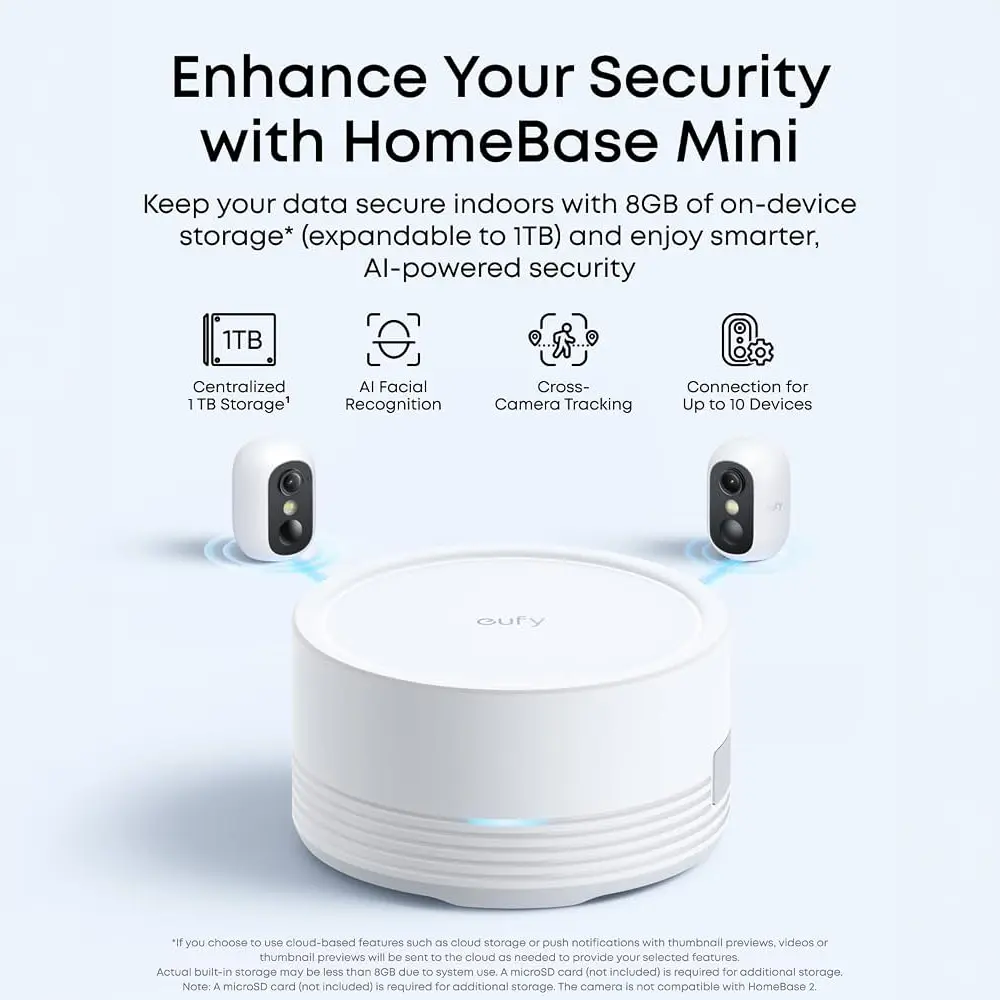 EUFY - EufyCam C35 2+1 (HomeBase Mini) - Visión nocturna a color PureColor - IA detecta personas,... (EUFY-SOLOCAM-C35-KIT-B) - Imagen 2